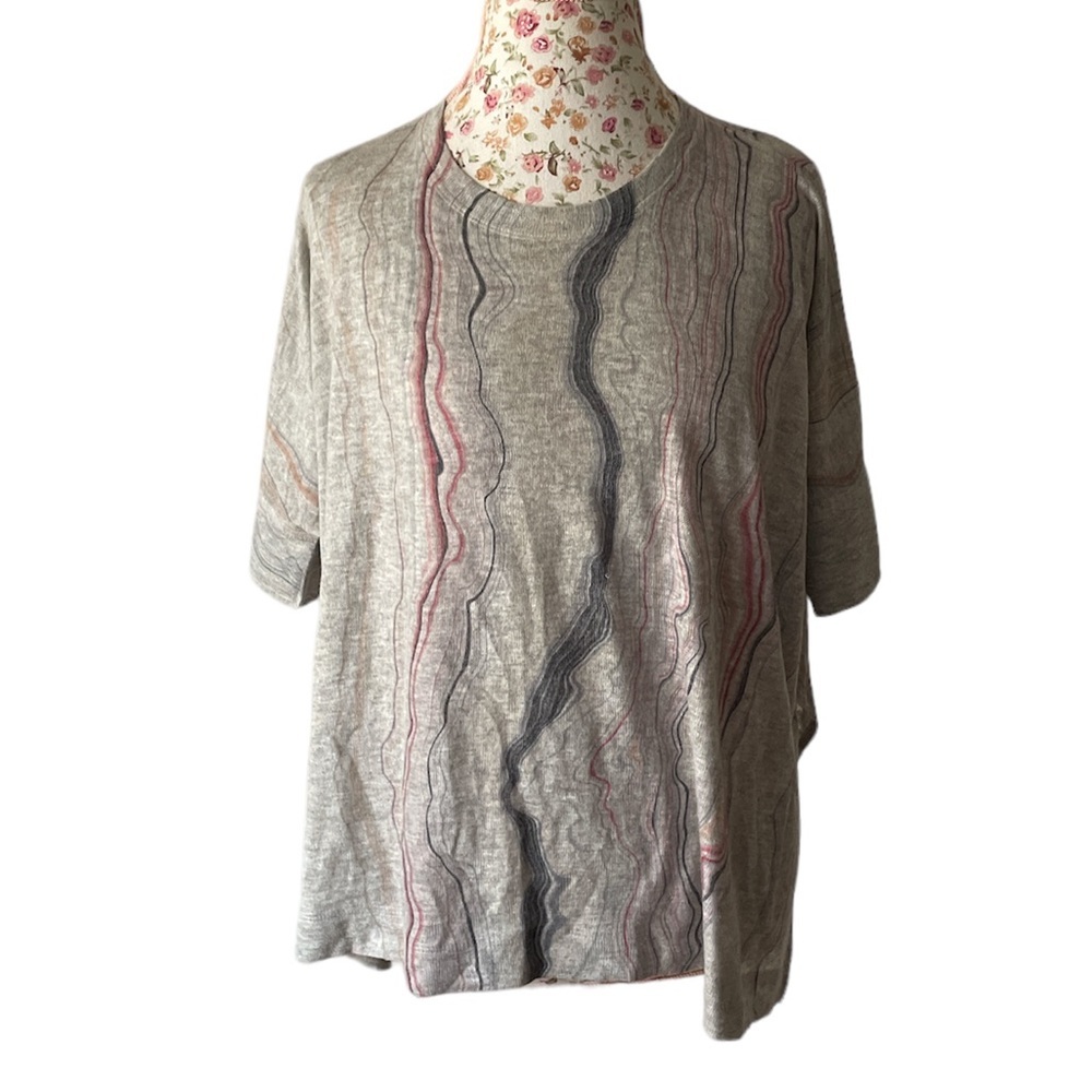 NALLY & MILLIE Grey short dolman sleeve shirt top blouse Size S/M